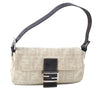 Auth FENDI Mamma Baguette Shoulder Hand Bag Canvas Leather Ivory Beige J0167