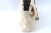 Auth FENDI Mamma Baguette Shoulder Hand Bag Canvas Leather Ivory Beige J0167