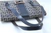 Authentic FENDI Zucchino Hand Bag Canvas Leather Navy Blue J0179