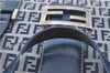 Authentic FENDI Zucchino Hand Bag Canvas Leather Navy Blue J0179