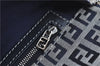 Authentic FENDI Zucchino Hand Bag Canvas Leather Navy Blue J0179