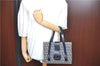 Authentic FENDI Zucchino Hand Bag Canvas Leather Navy Blue J0179