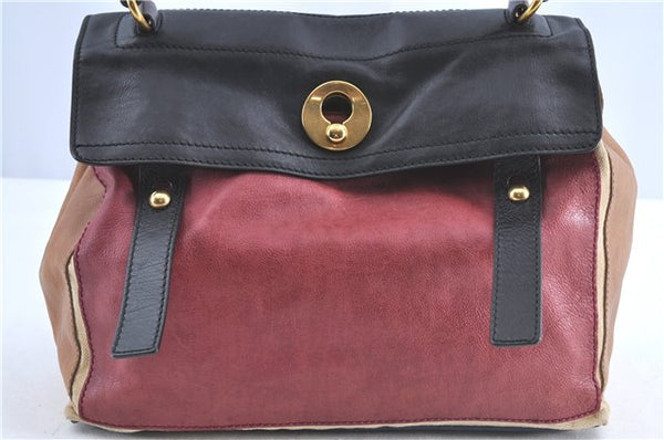 YVES SAINT LAURENT Muse Two Shoulder Bag Leather 197149 Red Multicolor J0194