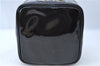 Authentic CHANEL Vanity Cosmetic Hand Bag Enamel Black CC J0196