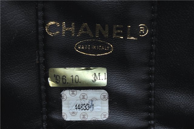 Authentic CHANEL Vanity Cosmetic Hand Bag Enamel Black CC J0196