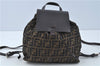 Authentic FENDI Zucca Backpack Nylon Leather Brown J0198