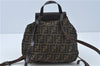 Authentic FENDI Zucca Backpack Nylon Leather Brown J0198