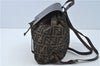 Authentic FENDI Zucca Backpack Nylon Leather Brown J0198