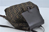 Authentic FENDI Zucca Backpack Nylon Leather Brown J0198