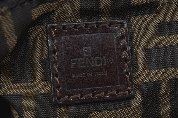 Authentic FENDI Zucca Backpack Nylon Leather Brown J0198