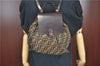 Authentic FENDI Zucca Backpack Nylon Leather Brown J0198