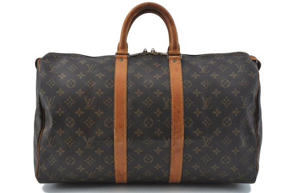Authentic Louis Vuitton Monogram Keepall 45 Boston Bag M41428 LV J0206