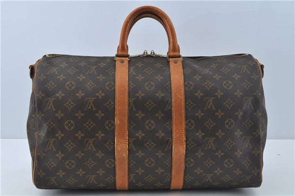 Auth Louis Vuitton Monogram Keepall Bandouliere 45 Boston Bag M41418 LV J0213