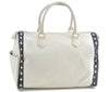 Authentic YVES SAINT LAURENT Hand Boston Bag Leather White J0222