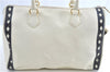 Authentic YVES SAINT LAURENT Hand Boston Bag Leather White J0222