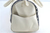 Authentic YVES SAINT LAURENT Hand Boston Bag Leather White J0222