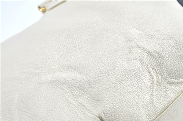 Authentic YVES SAINT LAURENT Hand Boston Bag Leather White J0222