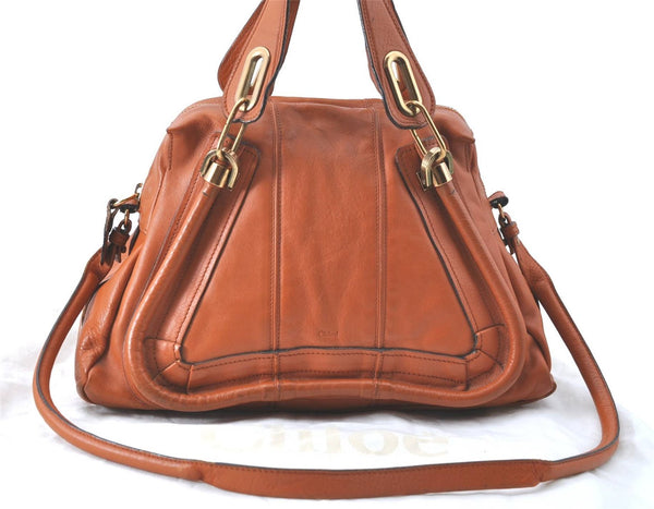 Authentic Chloe Paraty 2Way Shoulder Cross Hand Bag Purse Leather Brown J0228