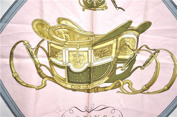 Authentic HERMES Carre 90 Scarf "SPRINGS" Silk Light Pink J0229