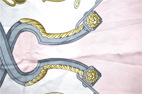 Authentic HERMES Carre 90 Scarf "SPRINGS" Silk Light Pink J0229