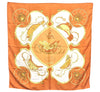 Authentic HERMES Carre 90 Scarf "SPRINGS" Silk Brown J0230