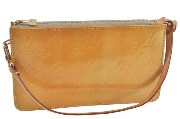 Authentic Louis Vuitton Vernis Lexington Hand Bag Pouch Yellow M91010 LV J0232