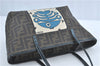 Authentic FENDI Zucca Hand Tote Bag Purse PVC Enamel Brown Black J0242
