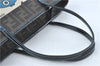 Authentic FENDI Zucca Hand Tote Bag Purse PVC Enamel Brown Black J0242
