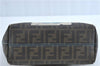 Authentic FENDI Zucca Hand Tote Bag Purse PVC Enamel Brown Black J0242