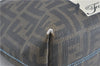 Authentic FENDI Zucca Hand Tote Bag Purse PVC Enamel Brown Black J0242