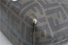 Authentic FENDI Zucca Hand Tote Bag Purse PVC Enamel Brown Black J0242