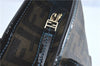 Authentic FENDI Zucca Hand Tote Bag Purse PVC Enamel Brown Black J0242