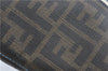 Authentic FENDI Zucca Hand Tote Bag Purse PVC Enamel Brown Black J0242