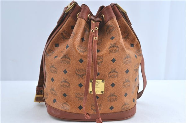 Authentic MCM Visetos Leather Vintage Shoulder Cross Body Bag Brown J0243