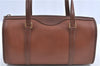 Authentic Burberrys Vintage Leather Shoulder Boston Bag Brown J0294