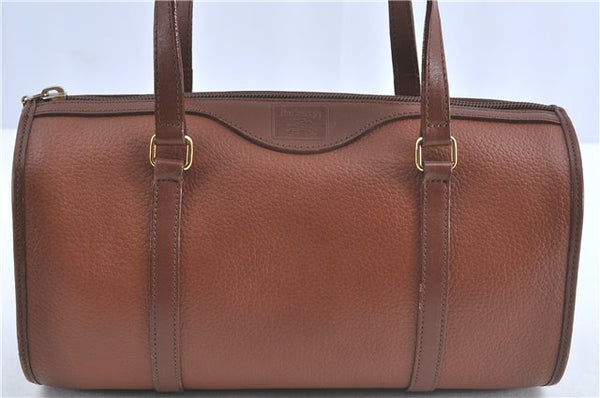 Authentic Burberrys Vintage Leather Shoulder Boston Bag Brown J0294