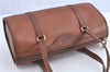 Authentic Burberrys Vintage Leather Shoulder Boston Bag Brown J0294