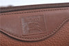 Authentic Burberrys Vintage Leather Shoulder Boston Bag Brown J0294