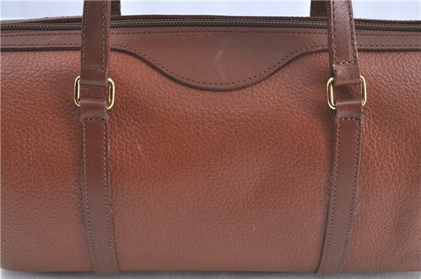 Authentic Burberrys Vintage Leather Shoulder Boston Bag Brown J0294