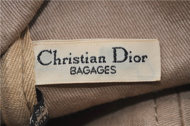 Authentic Christian Dior Trotter Hand Boston Bag Canvas Leather Brown J0303