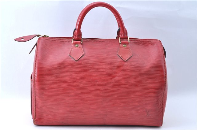 Authentic Louis Vuitton Epi Speedy 30 Hand Bag Red M43007 LV J0316