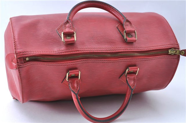 Authentic Louis Vuitton Epi Speedy 30 Hand Bag Red M43007 LV J0316