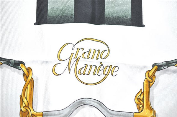 Authentic HERMES Carre 90 Scarf "Crano Manege" Silk Black J0333