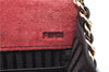 Authentic FENDI Chain Shoulder Cross Body Bag Purse Leather Red J0348