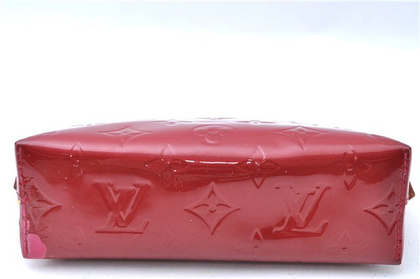 Authentic Louis Vuitton Vernis Pochette Cosmetic Pouch Red M91496 LV J0352