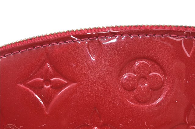 Authentic Louis Vuitton Vernis Pochette Cosmetic Pouch Red M91496 LV J0352