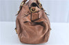 Authentic MIU MIU Ribbon Motif Leather Hand Bag Brown  J0355