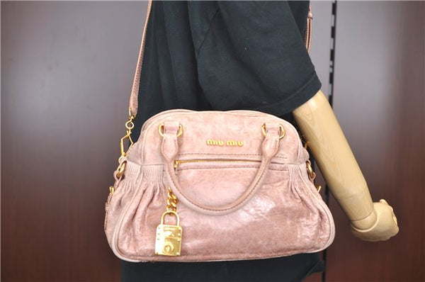 Authentic MIU MIU Leather 2Way Shoulder Hand Bag RT0439 Pink J0367