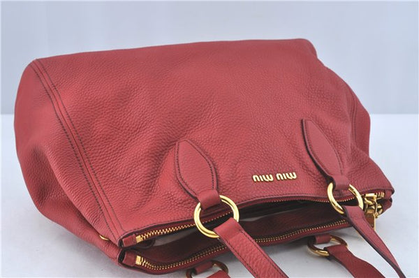 Authentic MIU MIU Leather Shoulder Hand Bag Red J0371