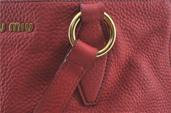 Authentic MIU MIU Leather Shoulder Hand Bag Red J0371